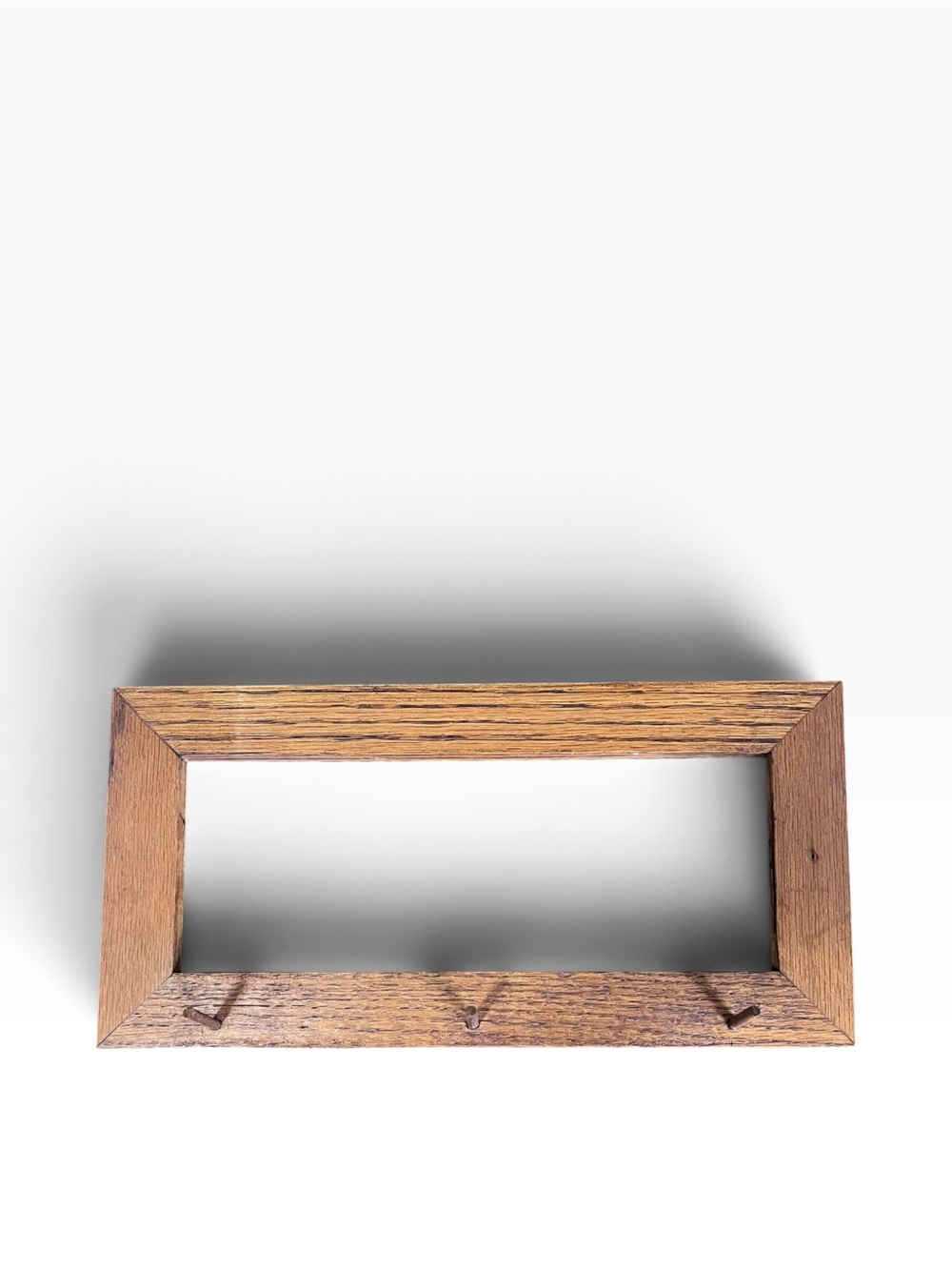 Rustic Brown Oak Wall Key Rack Frame Peg